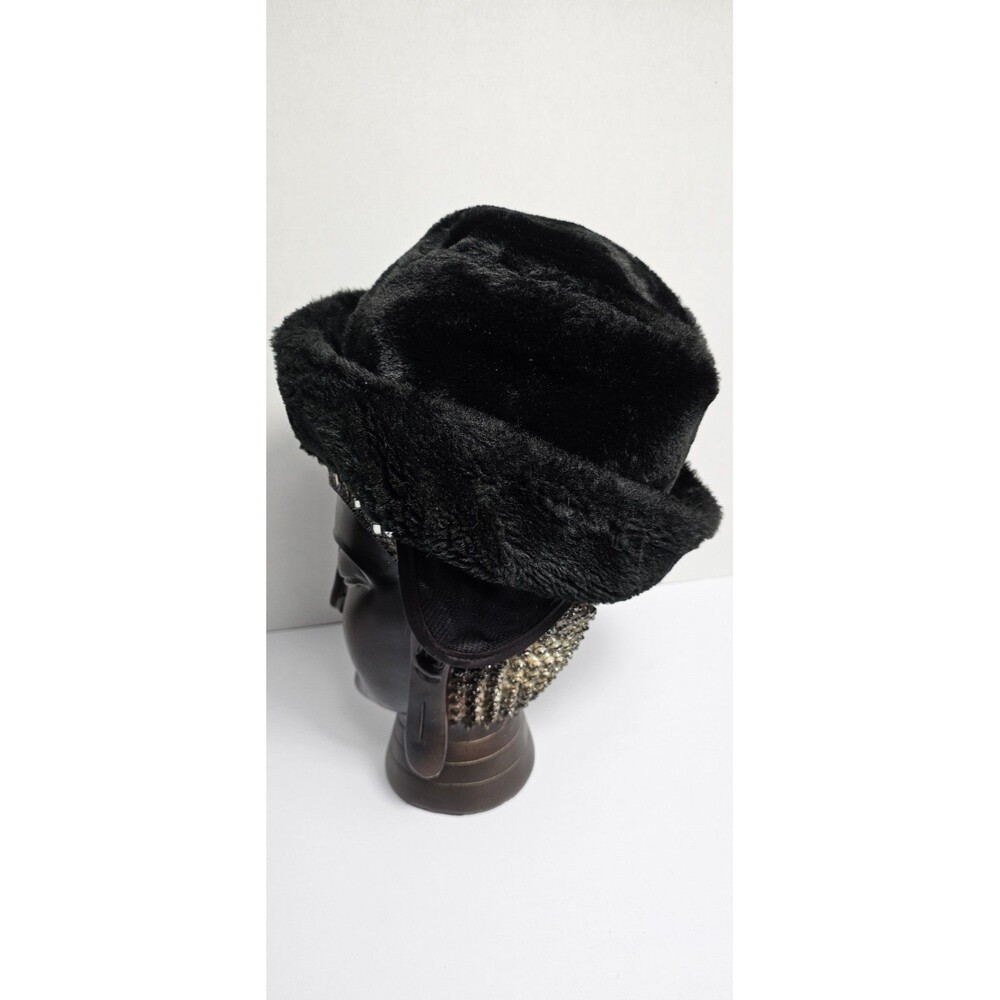 Vintage United Hatters Cap & Millinery Workers Faux Fur Hat Black XLarge